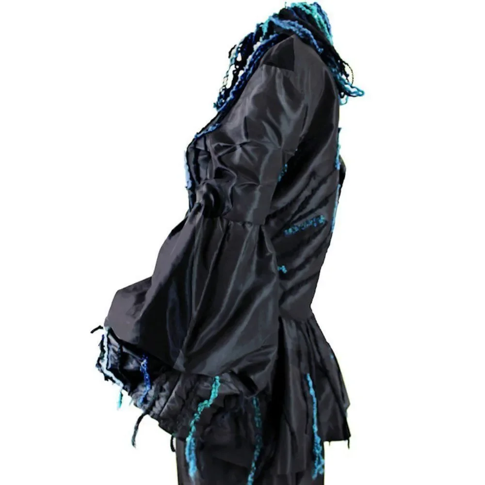 Silk Taffeta Puff Sleeve Blouse w/Embroidered Accents by MASSIMO CRIVELLI MILAN - Picture 4 of 12